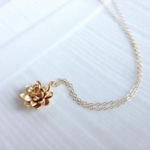 Gold Lotus Necklace - Flower - 14 Gold Filled -..