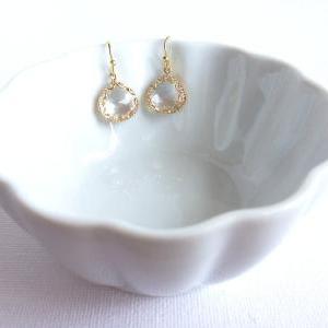 Framed Glass Earrings - Gold Framed Earrings -..