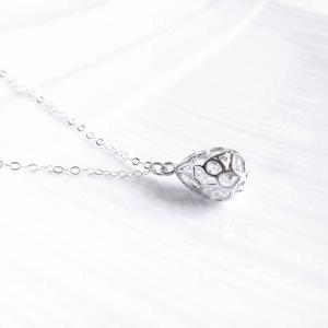 Silver Teardrop Necklace - Sterling Silver..