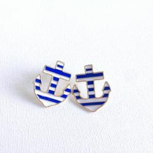 Anchor Stud Earrings - Nautical Jewelry - Anchors..