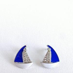 Sailboat Stud Earrings - Blue Studs - Nautical..