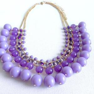 Purple Beaded Statement - Purple Jewelry -..