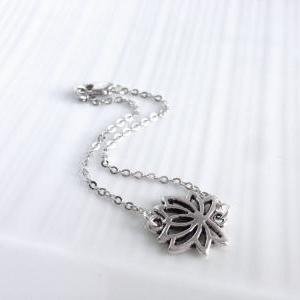 Silver Lotus Bracelet - Dainty Lotus Bracelet -..