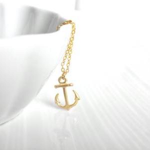 Gold Anchor Necklace - Nautical Necklace - Dainty..