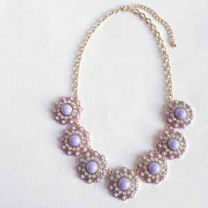 Purple Statement Necklace - Purple Circle Necklace..