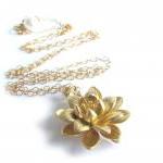 Gold Lotus Necklace - Flower - 14 Gold Filled -..