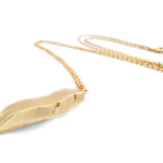 Gold Feather Necklace - Leaf - Gold - Autumn