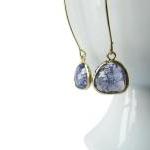 Purple Glass Earrings - Dangle - Gold - Aurora