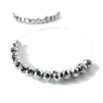 Silver Hoop Earrings - Gunmetal Crystal Beaded..