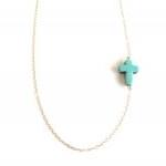 Turquoise Cross Necklace - Turquoise Sideways..