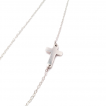 Sideways Cross Necklace - Sterling Silver