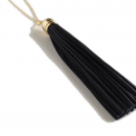 Tassel Necklace - Leather Tassel - Black And Gold..