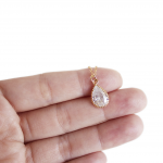 Gold Framed Crystal Necklace Pendant - Crystal..