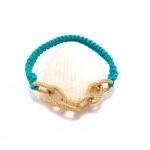 Plastic Lace Bracelet - Turquoise And Gold Chain..