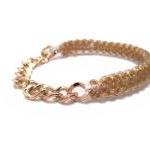 Craft Lace And Gold Chain Bracelet - Gold Chunky..