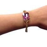 Center Stone Bracelet - Pink Crystal Bracelet -..