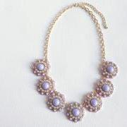 Purple Statement Necklace - Purple Circle Necklace - Purple Jewelry, Statement Jewelry - Geometric