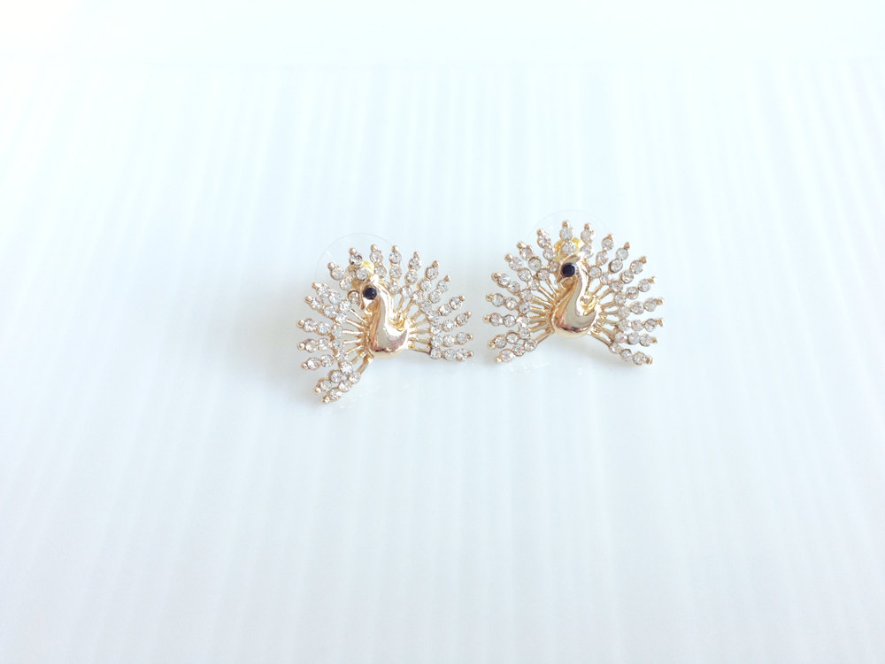 Peacock Stud Earrings - Animal Jewelry - Bird Jewelry - Peacock Earrings - Animal Jewelry