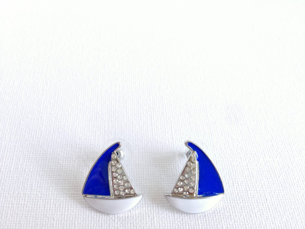 Sailboat Stud Earrings - Blue Studs - Nautical Theme - Nautical Inspired Jewelry - Boat - Nautical Earrings