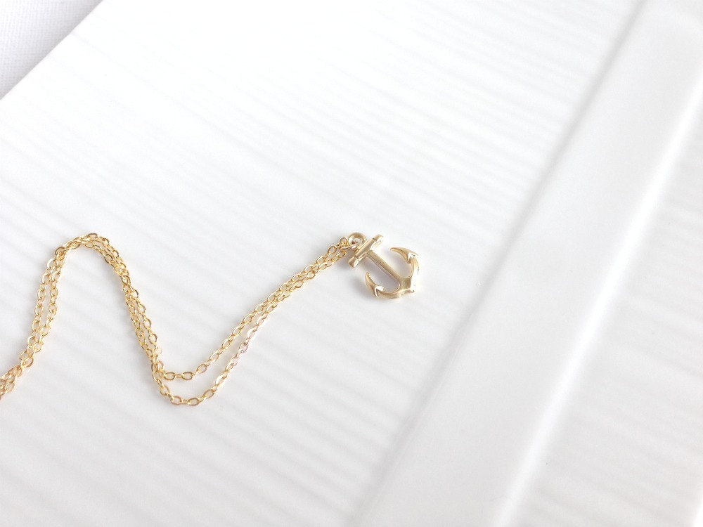 Gold Anchor Necklace - Nautical Necklace - Dainty Anchor Necklace