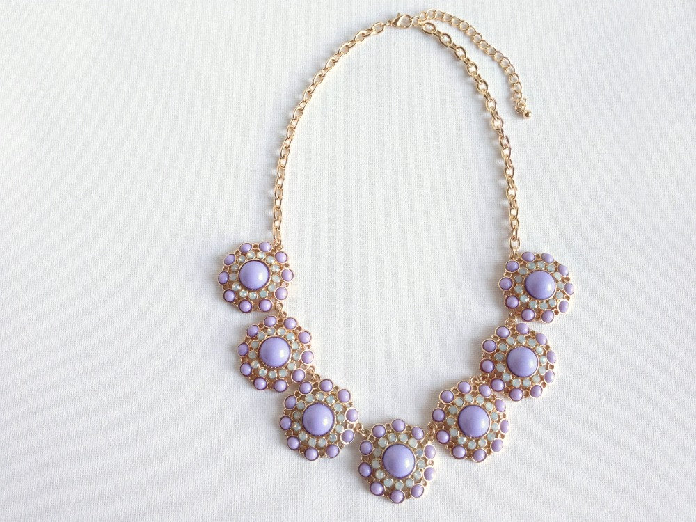 Purple Statement Necklace - Purple Circle Necklace - Purple Jewelry, Statement Jewelry - Geometric