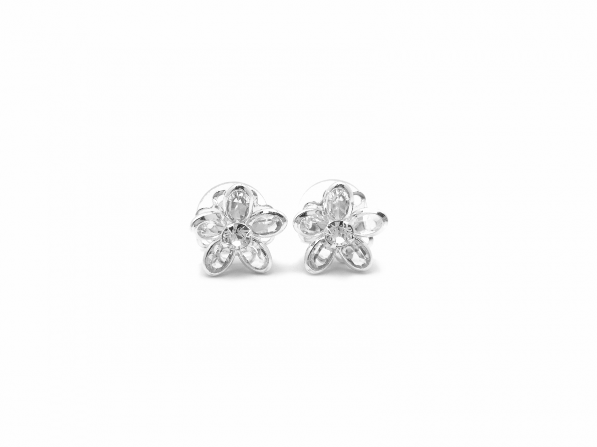 Silver Flower Studs - Silver Flower Earrings - Flower Girl - Wedding Jewelry - Keepsake Box - Bellflower