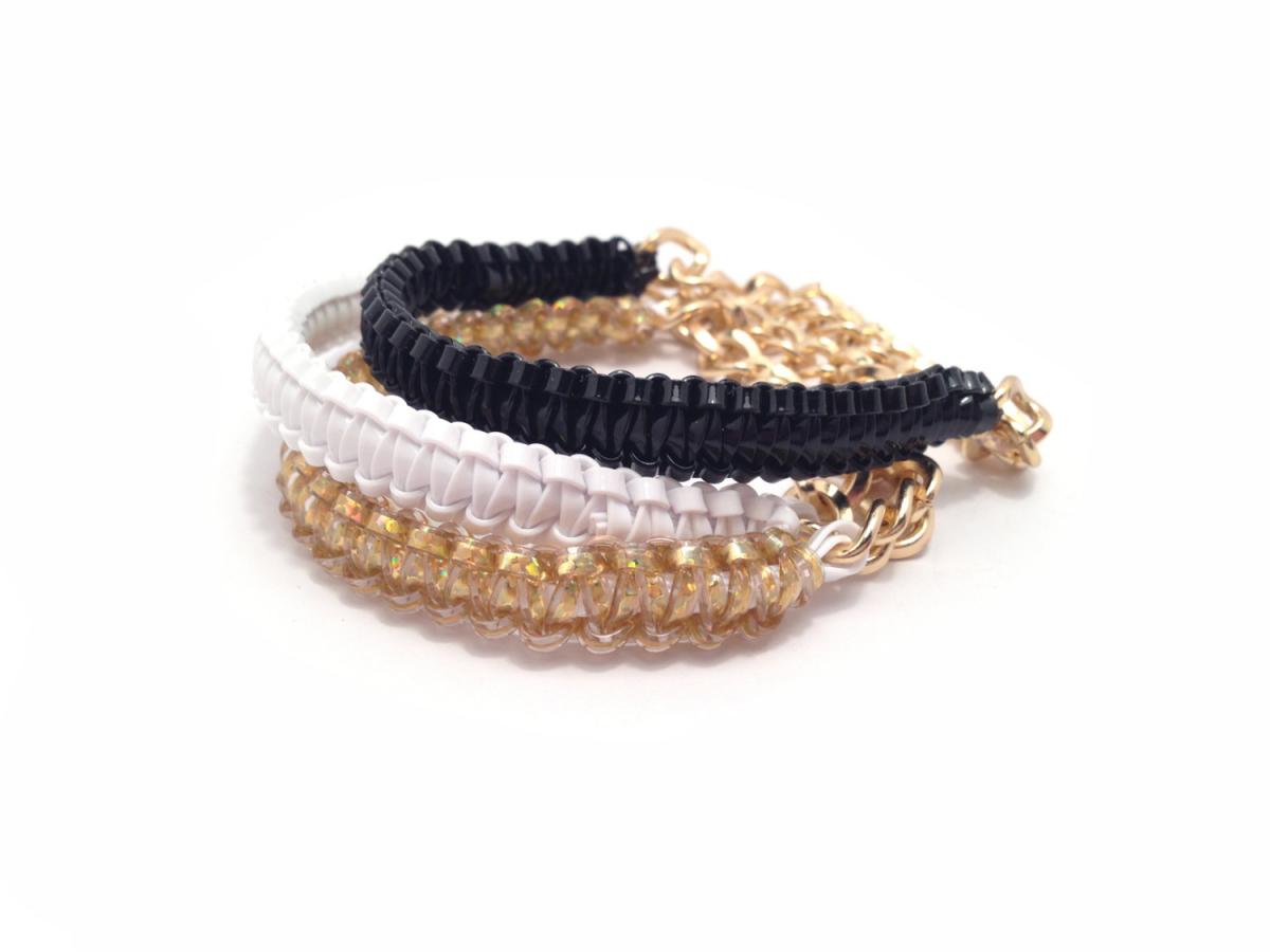 Craft Lace And Gold Chain Bracelet - Gold Chunky Chain Bracelet - The Classics