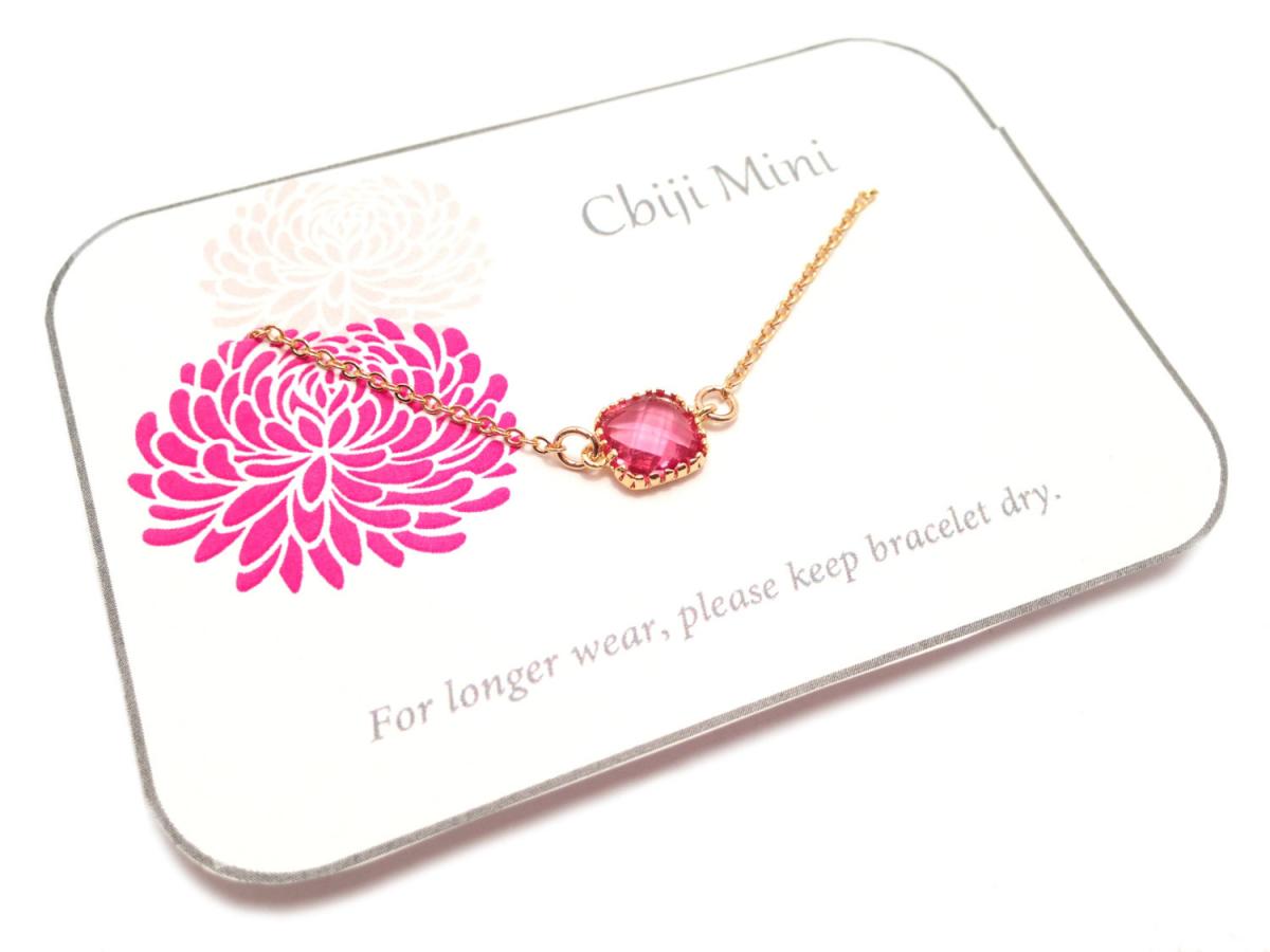 Pink Friendship Bracelet - Pink Crystal - Charm Bracelet