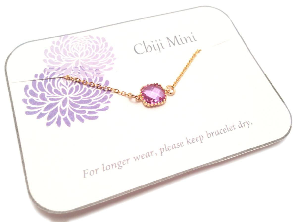 Purple Minimalist Bracelet - Purple Crystal - Bezel Bracelet