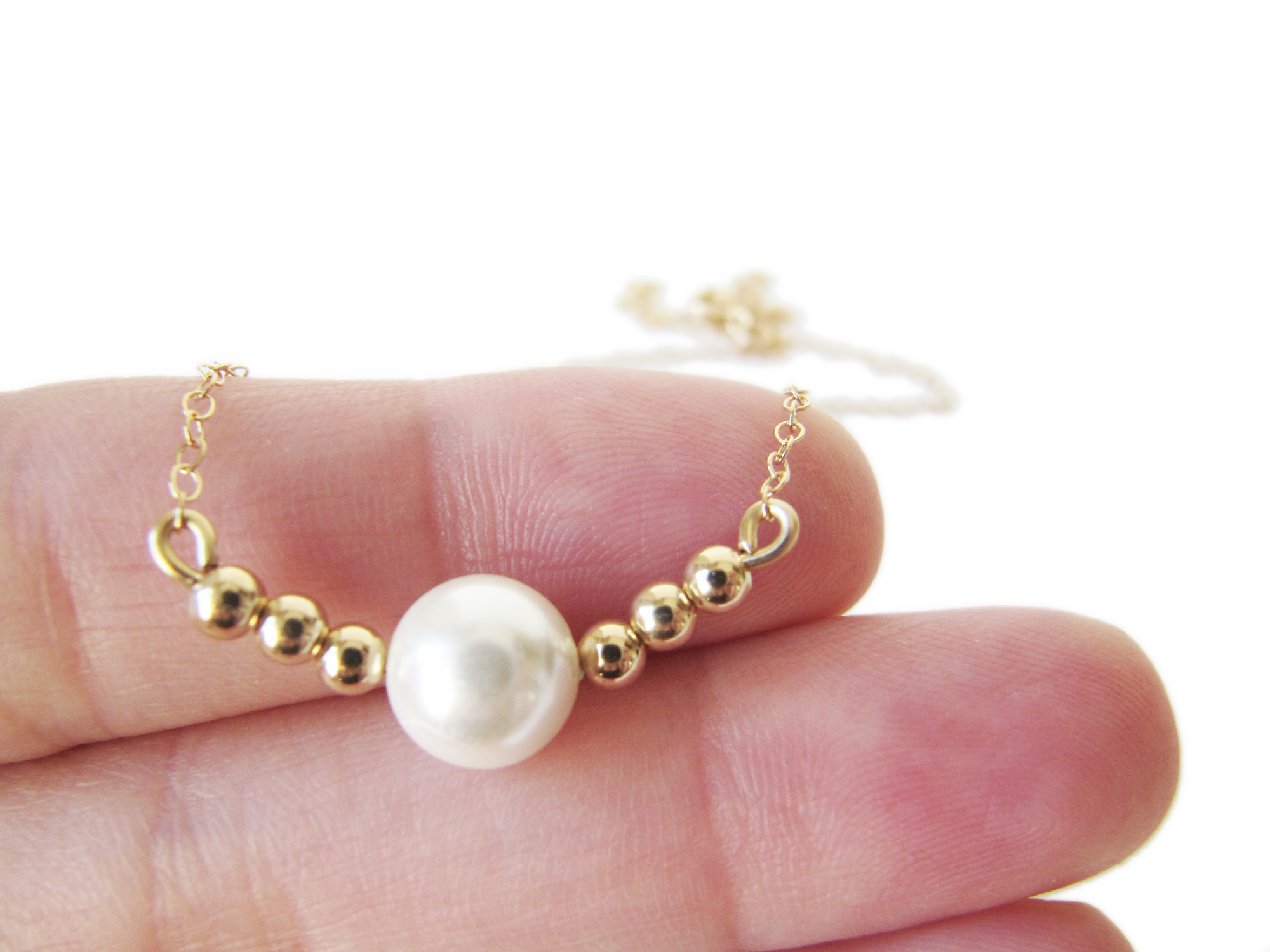 Gold Filled Pearl Necklace Gold Beaded Necklace Madeline on Luulla